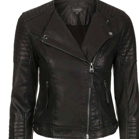 Top Shop faux leather biker jacket - Picture 2 of 8